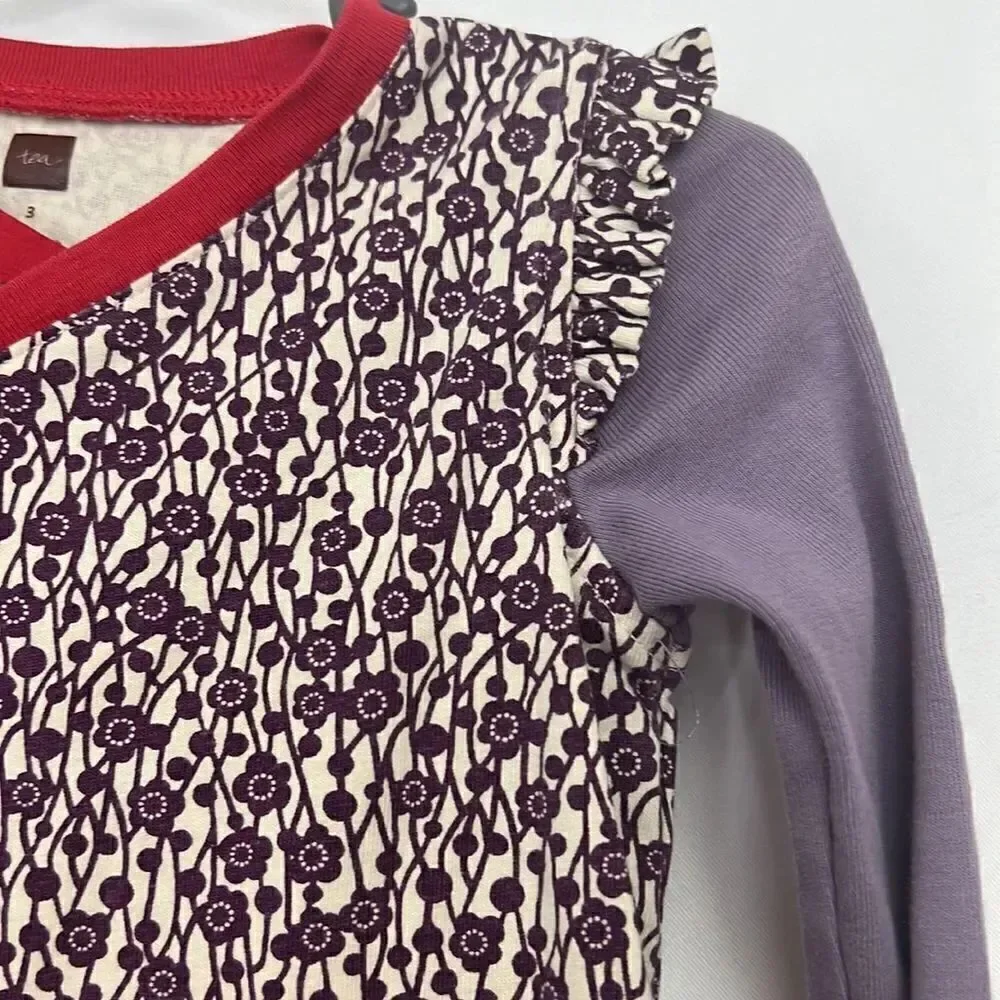 Tea purple and cream knit dress long sleeve E UC size 3